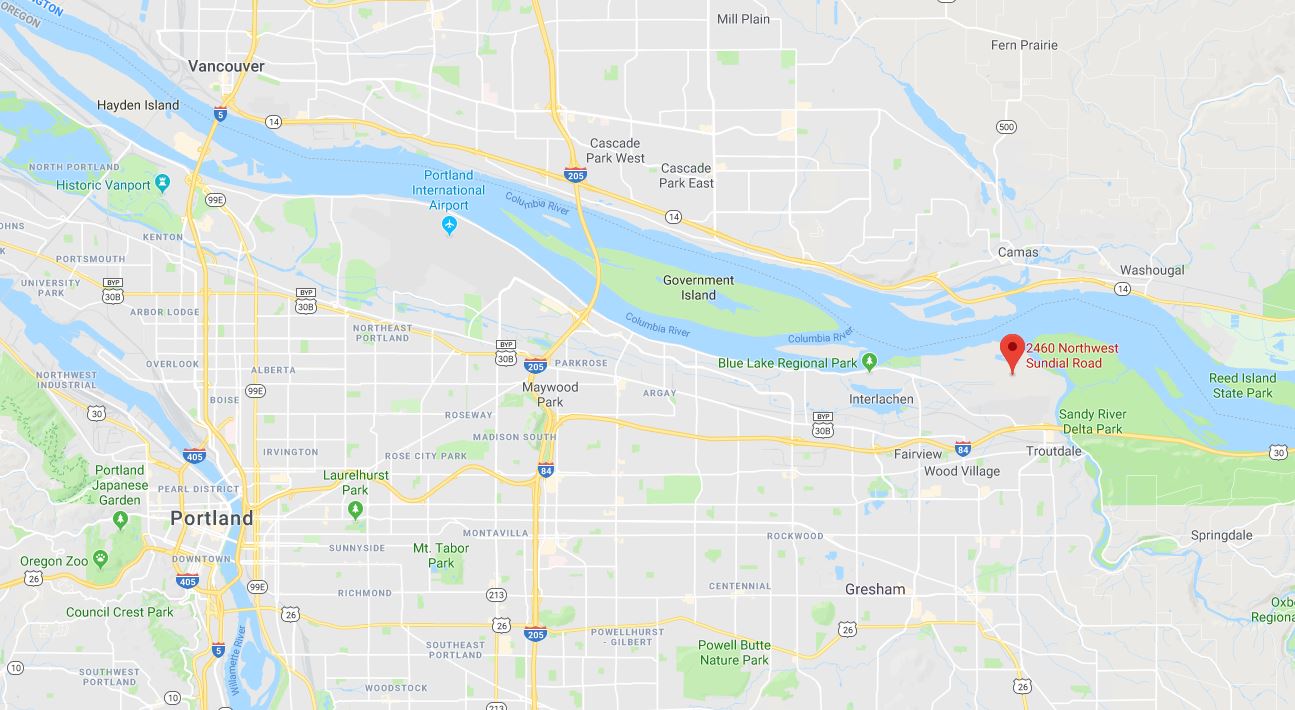 Map showing Portland and surrounding areas.